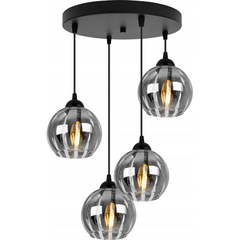 ELEGANTE LAMPADA A SOSPENSIONE CROMATA, PARALUME A SFERA DI VETRO (1/5)