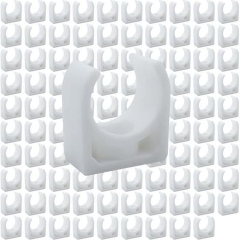 Kunststoff-Rohrschellen - 100 Stück U-förmige Halterung für PPR-Rohre, für Sanitärinstallationen und Rohrverbindungsstücke, Schrauben nicht enthalten (Innendurchmesser 16 mm) (1/5)
