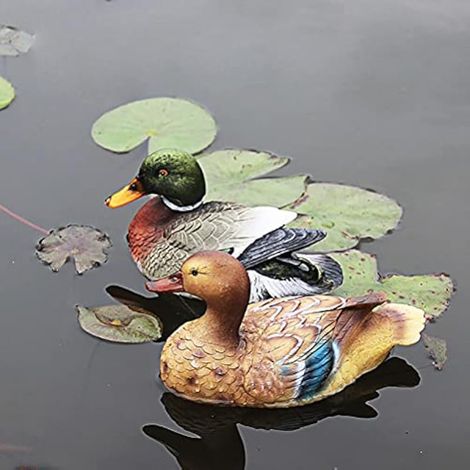 Pond Statue de Canard Flottante, Décoration de Bassin Flottante Sculpture de Canard pour Jardin Décor de Piscine étang pour la Pendaison de Maison (Héroïque) (1/5)