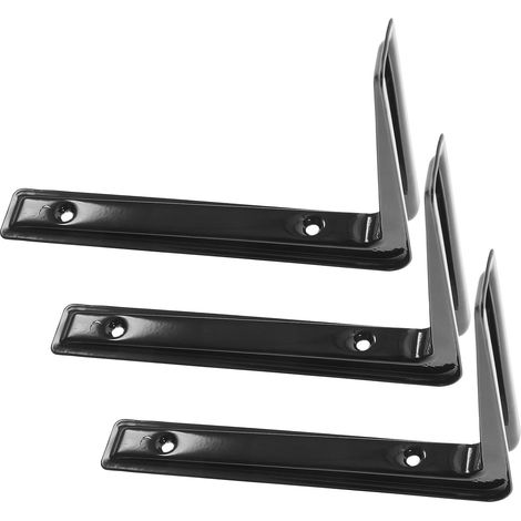 Support D'étagère Murale D'angle Noir en Fer, Lot de 3 Pièces (1/5)