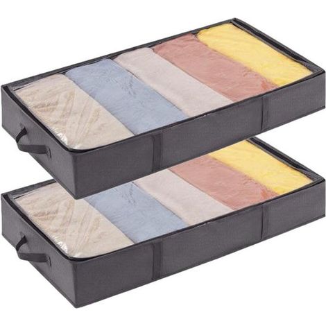 Confezione da 2 scatole portaoggetti da riporre sotto il letto,cassetti sotto il letto,borsa porta abiti pieghevole con coperchio,904815 cm (1/5)