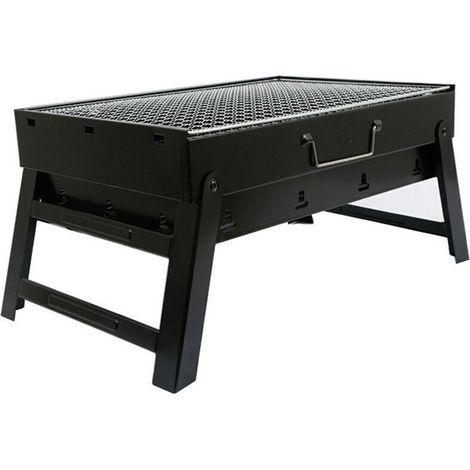 Barbecue à charbon pliable , mini barbecue de camping léger et portable , design innovant , facile à nettoyer , noir , fer (1/4)