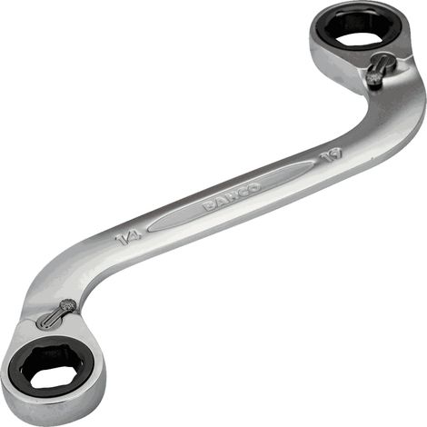 BAHCO - Clé polygonale à cliquet 14-19 mm en forme de S avec finition chromée, 200 mm (1/2)