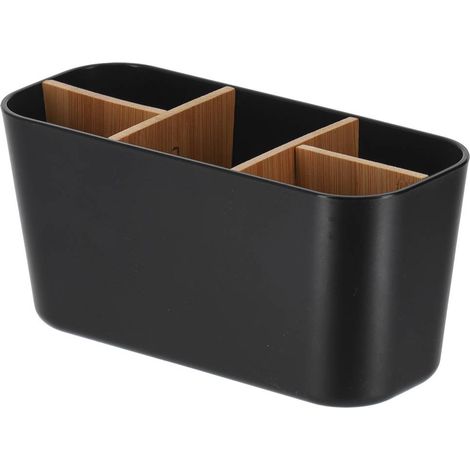 Organizzatore rettangolare a 5 scomparti plastica di bambù - nero - Tendance