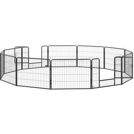 Enclos modulable acier époxy porte verrouillable pour chiens lapins rongeurs 80 x 60 cm gris