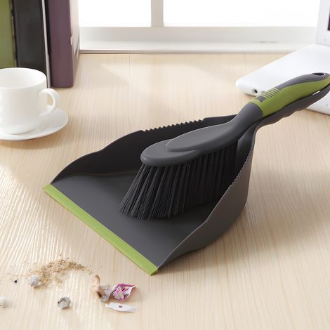 Balayette Et Pelle Mini - Pour Bureau Tablette Cuisine Clavier Voiture Animaux - En Plastique Noir - 32,5 x 22,5 x 10 cm - Lot De 2 Pièces (1/5)