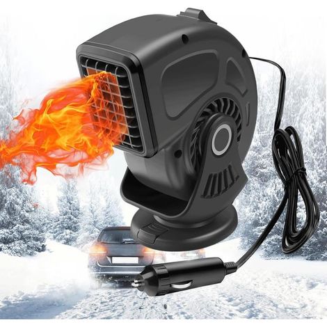 Chauffage de Voiture 12V 150W Degivreur Pare Brise, Chauffage Voiture 2 en 1 Chauffage Rapide, Chauffage d'intérieur de Voiture avec Allume-Cigare, Chauffage Soufflant Voiture, 360 ° Rotatif
