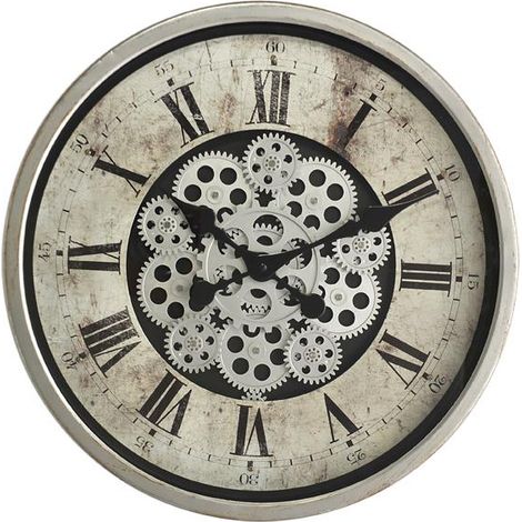 Horloge ronde mécanisme apparent 46x46x8,5cm (1/3)