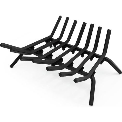 COSTWAY 46 cm langer Kaminrost, robuster Kaminholzhalter aus Schmiedeeisen mit dicken Eisenstangen & erhöhtem Design, Kaminholzregal für Kamine, Feuerstellen im Freien