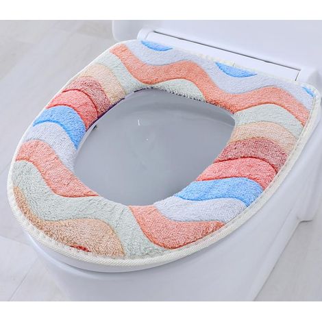 Coussin de lunette WC premium avec velcro, épais et doux, lavable et réutilisable, assise de toilettes confortable, antidérapant, taille standard, rembourrage moelleux. (1/3)