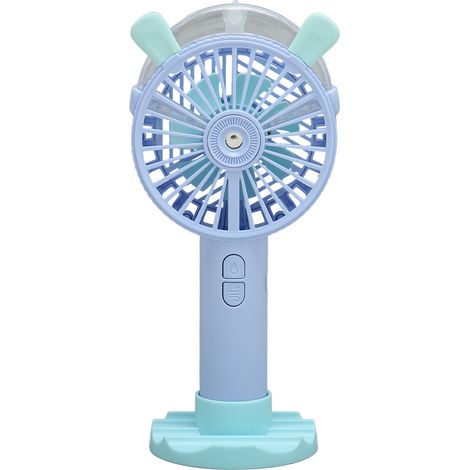 Handventilator mit automatischer Sprühfunktion, USB-Ladefunktion, ergonomischem Gitterdesign, geräuscharm, 3 Geschwindigkeitsstufen, ideal für unterwegs, blau (1/5)