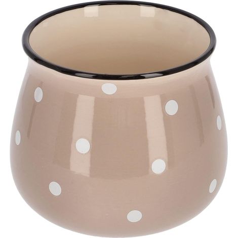 KOTARBAU Pot de fleurs en céramique avec pois blancs 125 mm Beige (1/5)