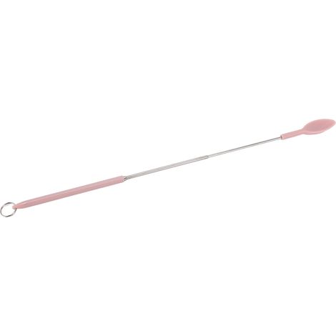 Spatule rétractable en silicone rose, mini spatule télescopique réutilisable et facile à nettoyer, avec boucle de suspension, idéale pour les cosmétiques et le gloss à lèvres. (1/5)
