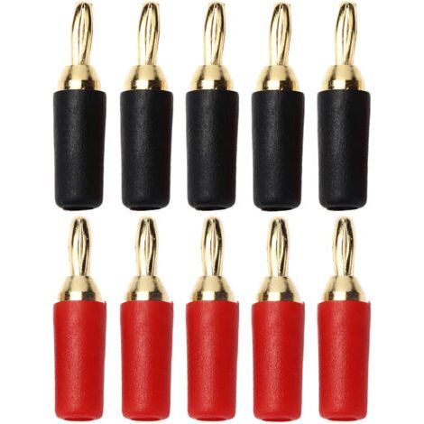 QORVA- 5 jeux de fiches banane de 2.5mm, connecteur de haut-parleur mâle à souder en laiton plaqué or, rouge et noir (1/5)