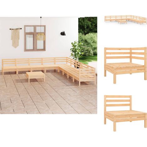 Gartenmöbel-Sets - Living 10-tlg. Garten-Lounge-Set Massivholz Kiefer (1/5)