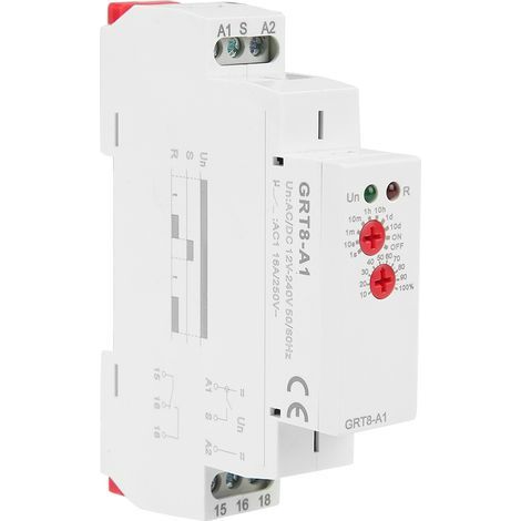 Mini relais temporisé de mise sous tension GRT8-A1, Type Rail DIN AC/DC 12V 240V (1/5)
