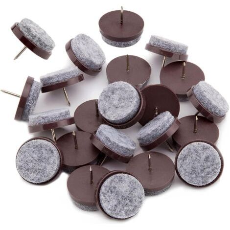 60 piezas de deslizadores de fieltro atornillables para muebles, deslizadores redondos de 20 mm para sillas, almohadillas de fieltro para sillas, protectores de patas de mesas y sillas. (1/5)