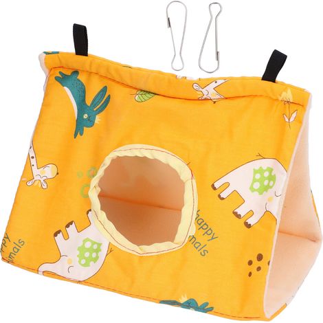 Gemütliches, faltbares orangefarbenes Fleecenest für Papageien, Hamster und Eichhörnchen mit Haken (1/5)