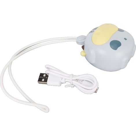 Mini ventilateur de cou suspendu rechargeable USB sans pales forme vache cartoon bleu avec cordon réglable pour extérieur (1/5)