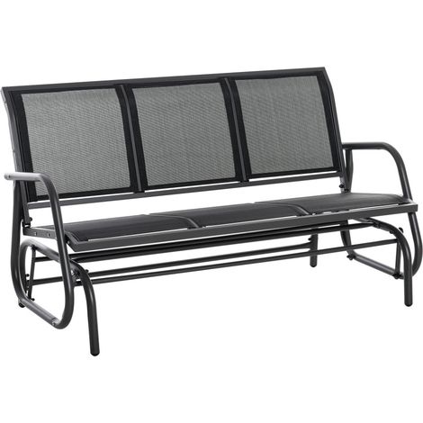 Banc de Jardin à Bascule 3 Places Banquette Balancelle Extérieur Structure Métal Assise Respirante Max 300 kg 147x75x85 cm (1/5)