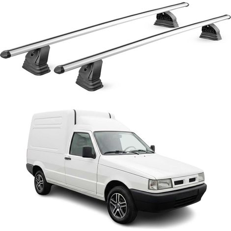 OMAC Barres de toit transversales en aluminium pour Fiat Fiorino 1988-2000 – TÜV / DIN 75302:2019 – Antivol inclus – Charge max 75 kg – 2 barres – Gris (1/4)