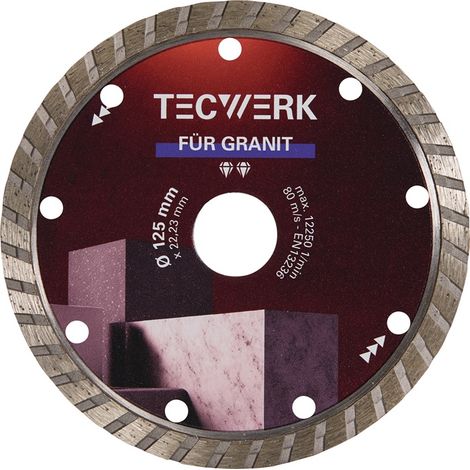 TECWERK Diamanttrennscheibe GRANIT D.115mm Bohr.22,23mm Seg.-H.7mm Seg.-S.2,2mm