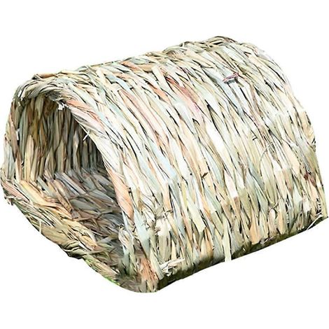 Kaninchengrasbett, natürliches Strohgeflechthaus, Kaninchentunnel, Kauspielzeug für Hamster