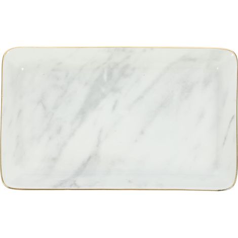 Plateau à Bijoux en Céramique Blanc Style Nordique Minimaliste pour Organiser et Exposer Bijoux Design Élégant et Surface Effet Marbre (1/5)