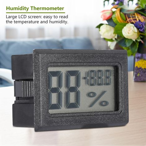Hygromètre numérique LCD, thermomètre et moniteur d'humidité pour la maison, le bureau et la serre (noir) (1/5)