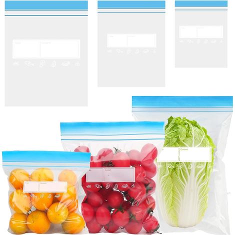 70 Pieces Reusable Freezer Bags with Zipper for Fruit, Vegetable, Meat, Cereal, Snacks (1/5)