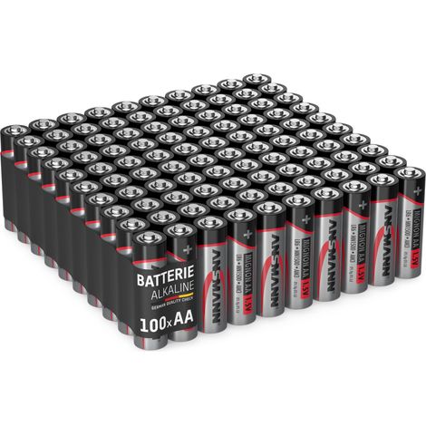 Ansmann – Lot de 100 piles alcalines Mignon AA LR6 1.5V – Capacité 540 mAh – Résistantes au froid et à la chaleur – Longue durée de vie 5 ans