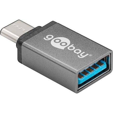 USB-C™/USB-A 3.0 OTG adattatore SuperSpeed per cavi di ricarica, grigio, adattatore USB-C™ con Spina USB-C™ presa USB 3.0 (tipo A). colore grigio (1/3)