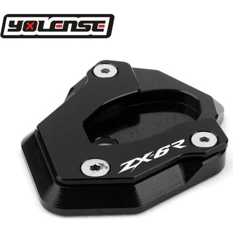 (Noir - ZX6R) Compatible avec les motos KAWASAKI ZX-6R, ZX-10R, ZX6R, ZX10R et ZX 6R. Béquille latérale CNC, extension et support pour une meilleure stabilité. (1/4)