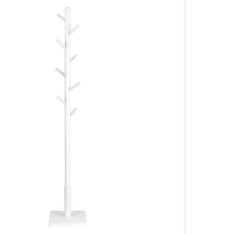 Appendiabiti in legno massello 30 x 30 x 175 cm autoportante con 8 ganci per cappotti cappelli e borse per ingresso/corridoio legno di caucciù bianco 120007128