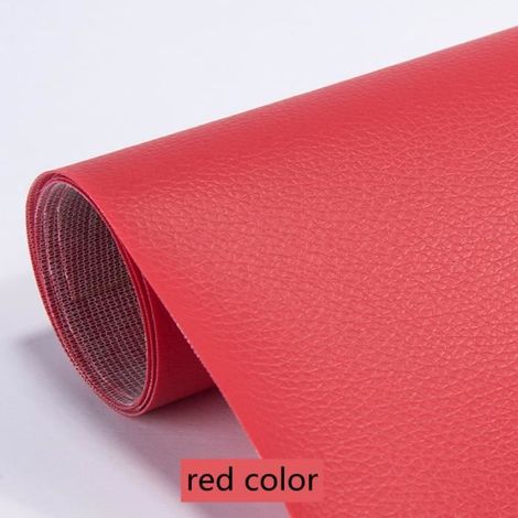 2pcs 50x137cm - rouge - Autocollant de décoration de voiture en cuir PU, patchs en cuir auto adhésifs impermé (1/4)