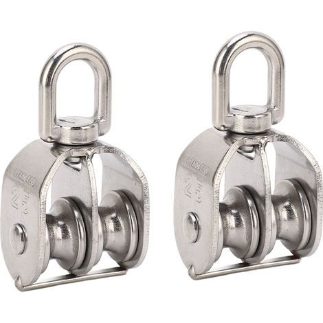 Doppelrolle 25 mm Edelstahl M25, 2 Stück, drehbarer Rollenblock 150 kg Kugellager (1/5)