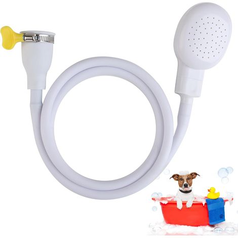 Badewannenhahn mit Einzeldruck auf 1,3 m langem Gummischlauch für Wasserhähne, Handbrause für Haustiere, Duschkopf für Haustiere, Badezimmer, Kommode, Waschbecken (1/5)
