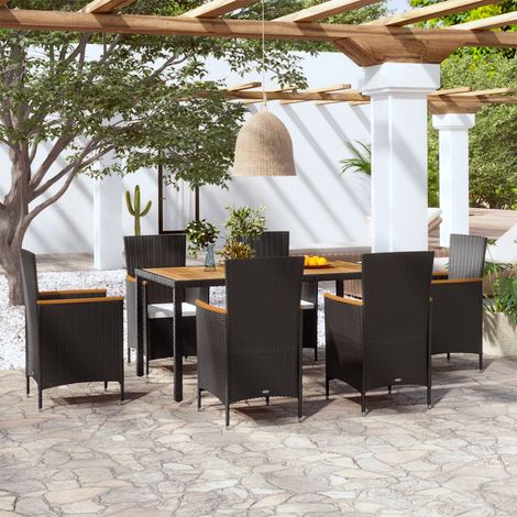 Ensemble à manger d'extérieur 7pcs avec coussins Résine tressée vidaXL (1/5)