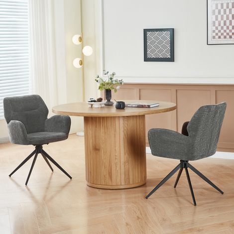 Drehbarer Esszimmerstuhl 2er-Set mit Armlehnen Stoff OKMYHOME (1/5)