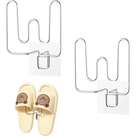 Etagère murale pour chaussures – 2 pièces en acier inoxydable, sans perçage, design suspendu multifonctionnel pour pantoufles (1/4)