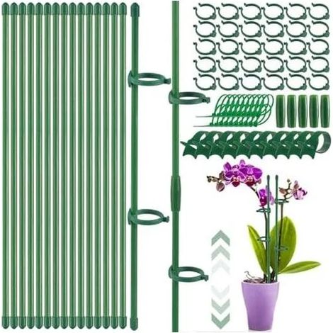 Supports pour plantes grimpantes – 15 supports réglables pour orchidées (30-150 cm) avec pinces et connecteurs pour plantes grimpantes (1/5)