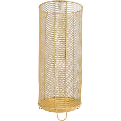 Parapluier Rond en Fer Jaune 19,7x47cm Support Cannes Séchage Rapide Grande Capacité Design Aéré Stable pour Entrée Bureau (1/5)