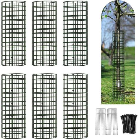 Ensemble 6 pièces grilles de protection tronc d’arbre en acier, livré avec 12 piquets et 50 attaches – Jardin et terrasse-