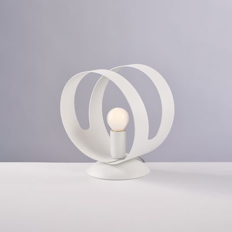 Sospensione in ferro laccato bianco con fascia tagliata a laser e cavo regolabile 1 luce H.30 - MAX 130 - Ø20