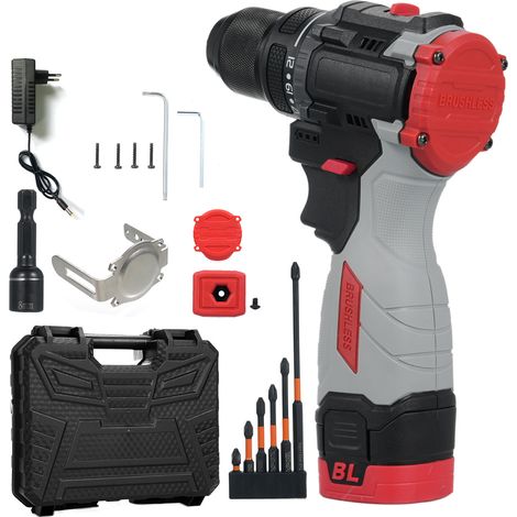 Hammer Drill 16.8V Brushless Power Drill Set Rechargeable Drill with Battery and Charger 45N.M Torque 2-Variable Speed Household Power Tools Drill Set (1/5)