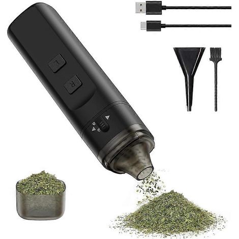 Broyeur à herbes électrique portable avec fonction de broyage automatique, broyage en une seule touche jusqu'à 1,5 g, moulin à épices automatique, noir - JBMEDIA (1/4)