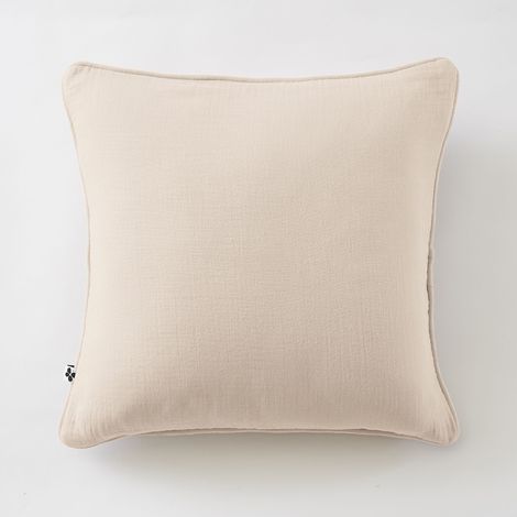 Coussin déhoussable 45 × 45 cm – Gaze de coton unie GAÏA – Passepoil & Zip  Pampa
