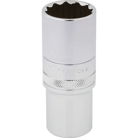Draper Hi-Torq 12-Point Socket, Blue, 1/5 Inch Drive, 24mm Size, Square Drive Attachment (1/5)