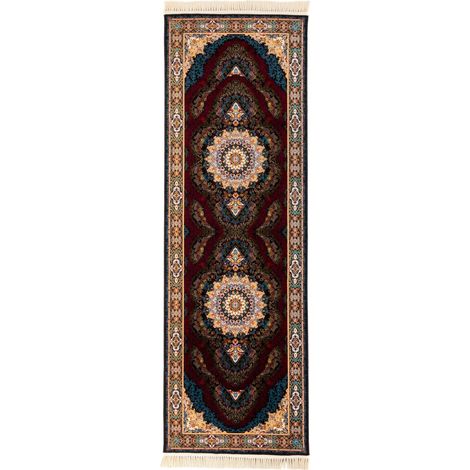 Tapis persan Ahmir  - 200x100cm, Rectangular - 100% Acrylique - Tissé - Bleu foncé (1/4)