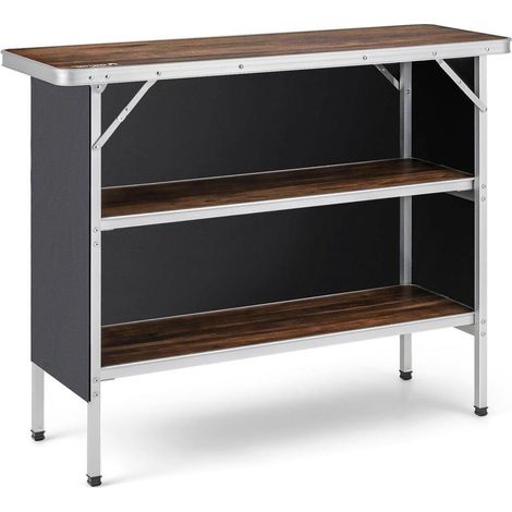 Table de camping pliante en aluminium, plateau 43,5 pouces avec étagères ouvertes à 2 niveaux pour barbecue (1/5)